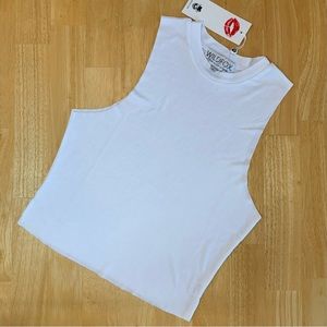 Wildfox Cropped White Tank, Banded Neck, Raw Armholes and Hem, New With …